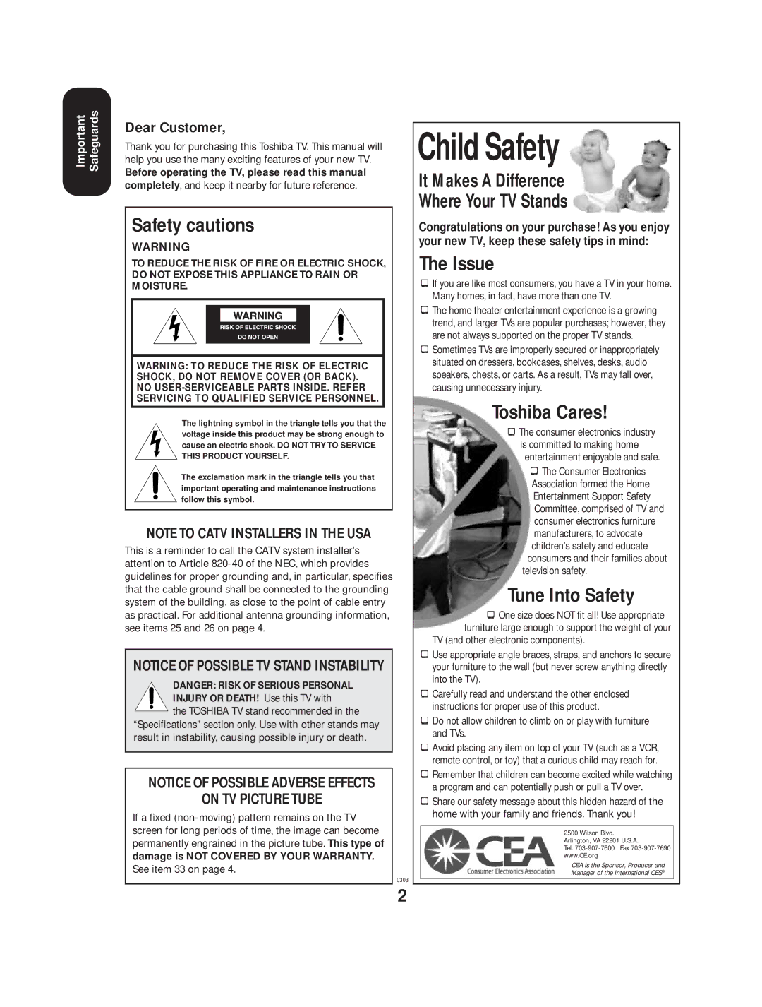 Toshiba TV 27A33 appendix Child Safety 