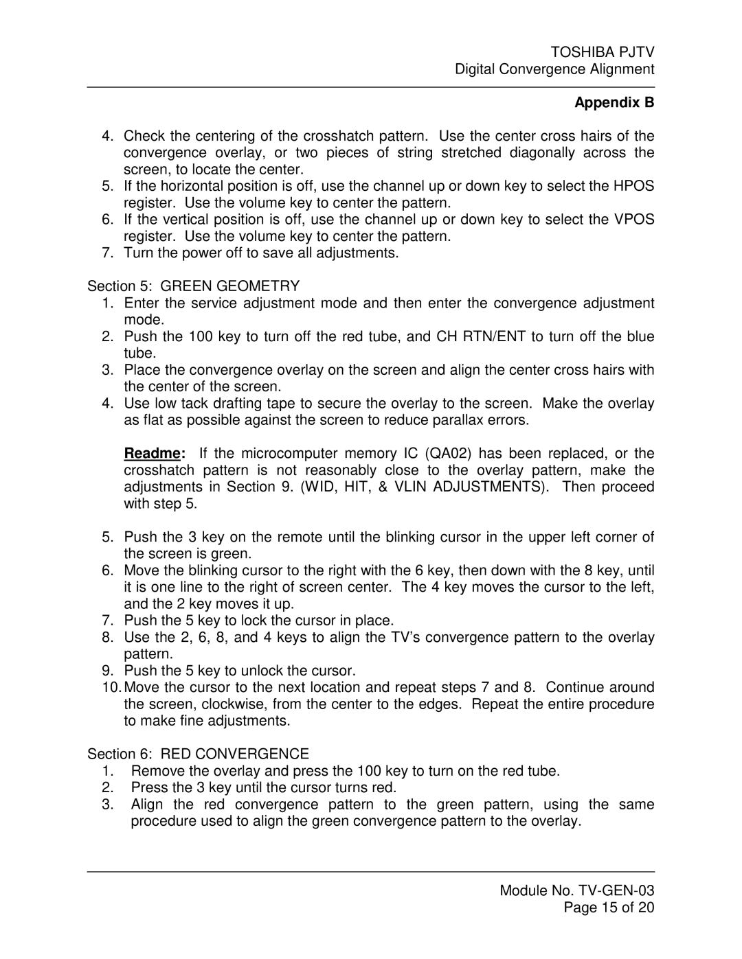 Toshiba TV-GEN-03 specifications Appendix B 