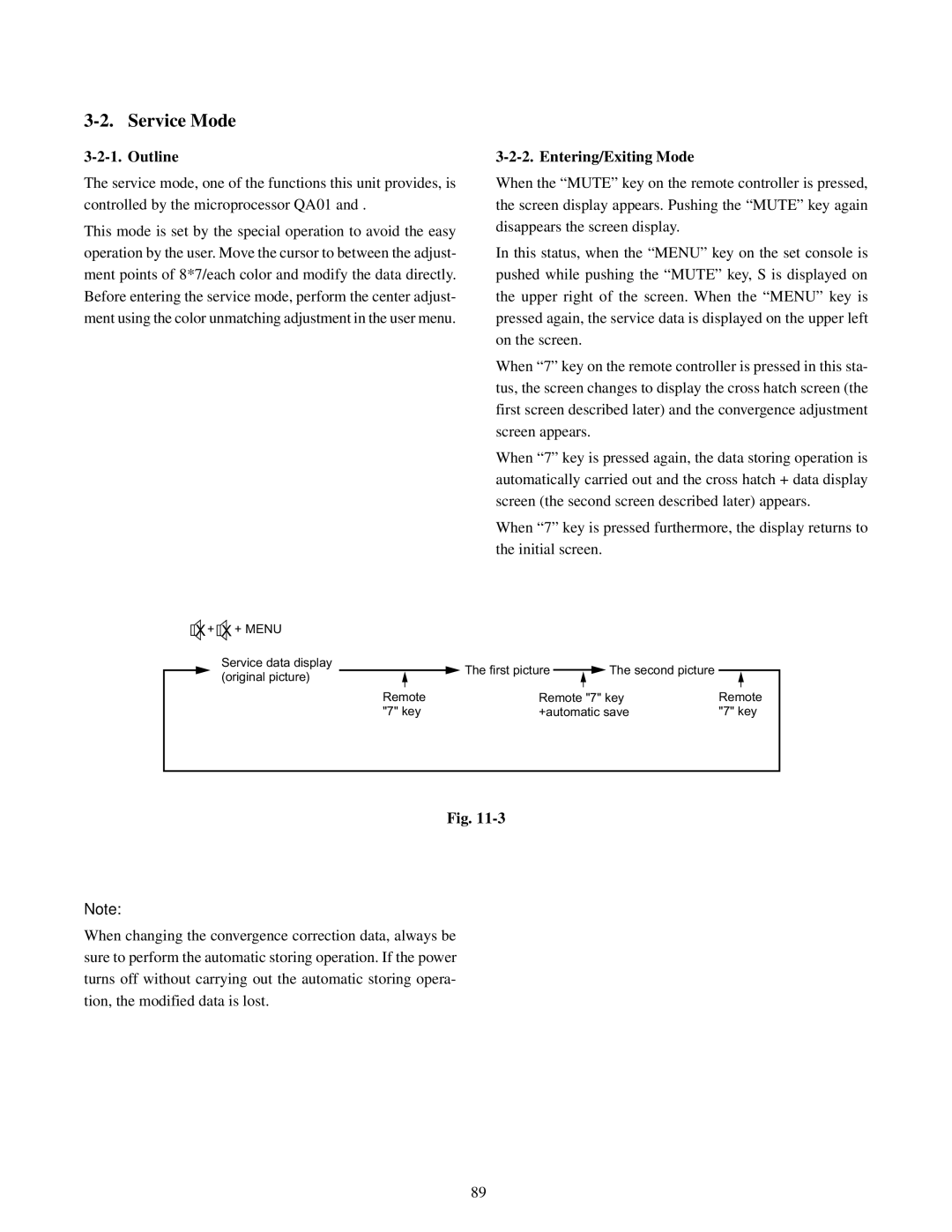 Toshiba TW40F80 manual Service Mode, Entering/Exiting Mode 