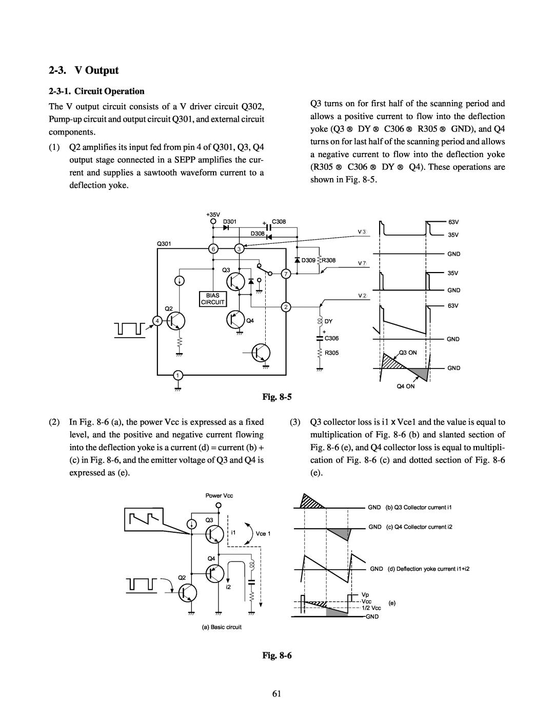 Toshiba TW40F80 manual V Output, Circuit Operation 