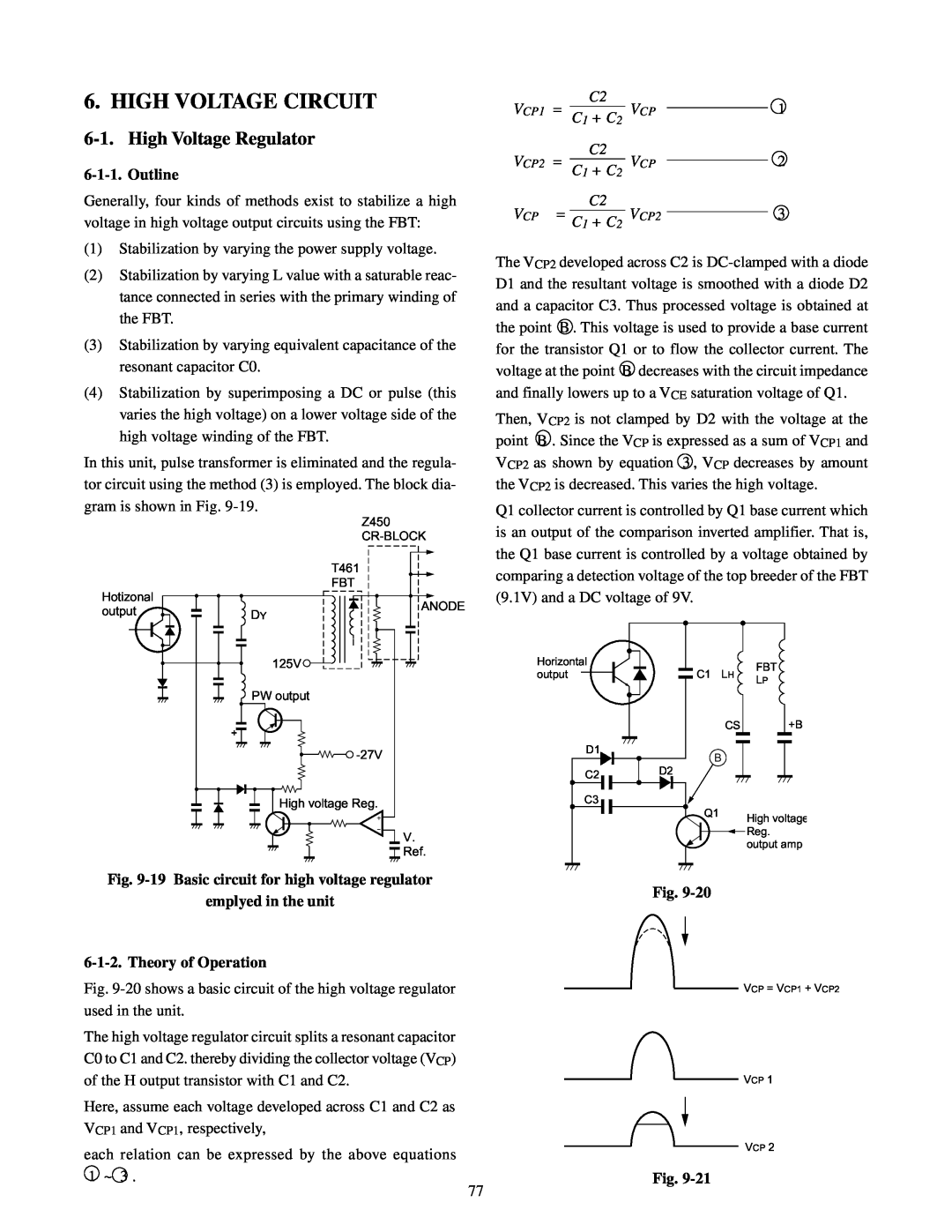 Toshiba TW40F80 manual High Voltage Circuit, High Voltage Regulator, Outline, 19 Basic circuit for high voltage regulator 
