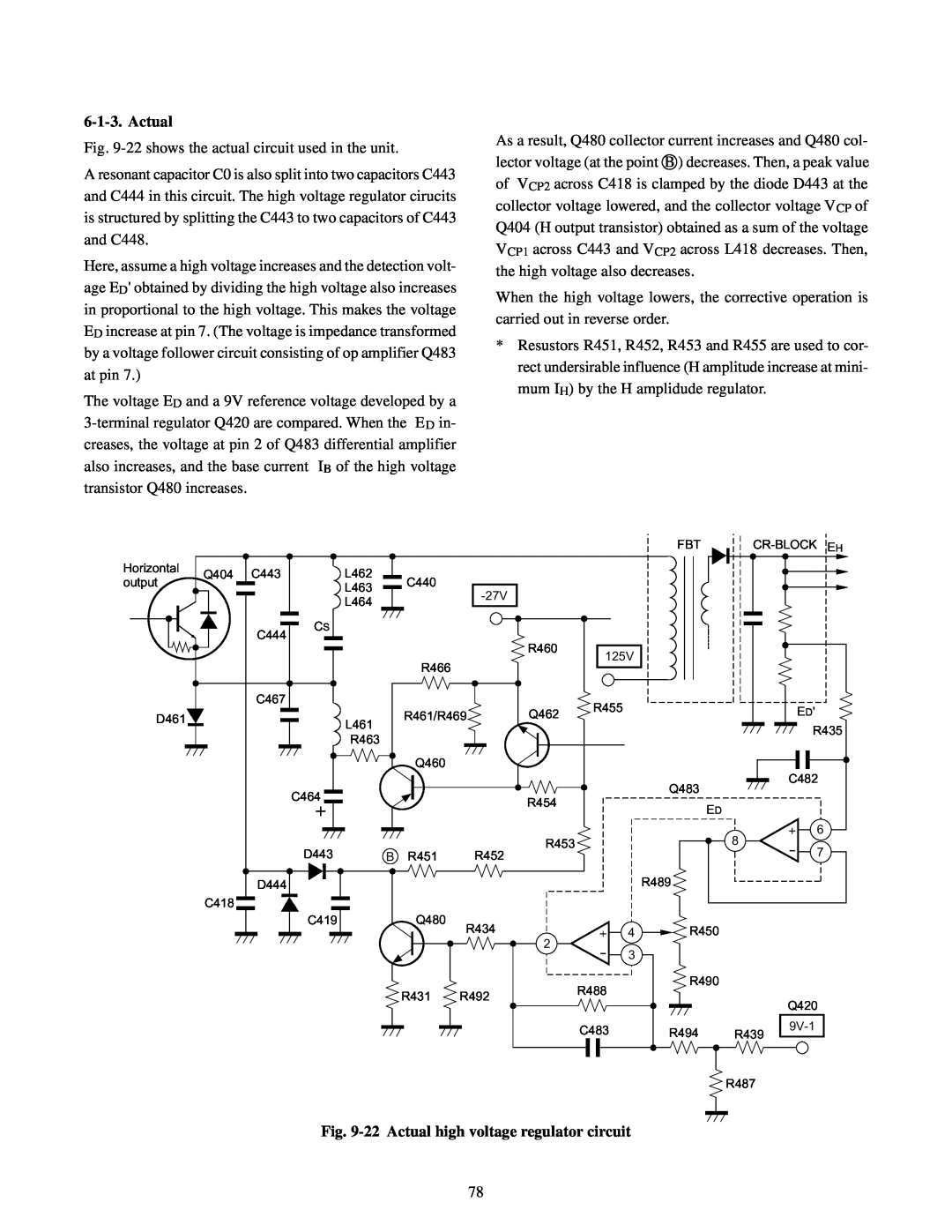 Toshiba TW40F80 manual 22 Actual high voltage regulator circuit 