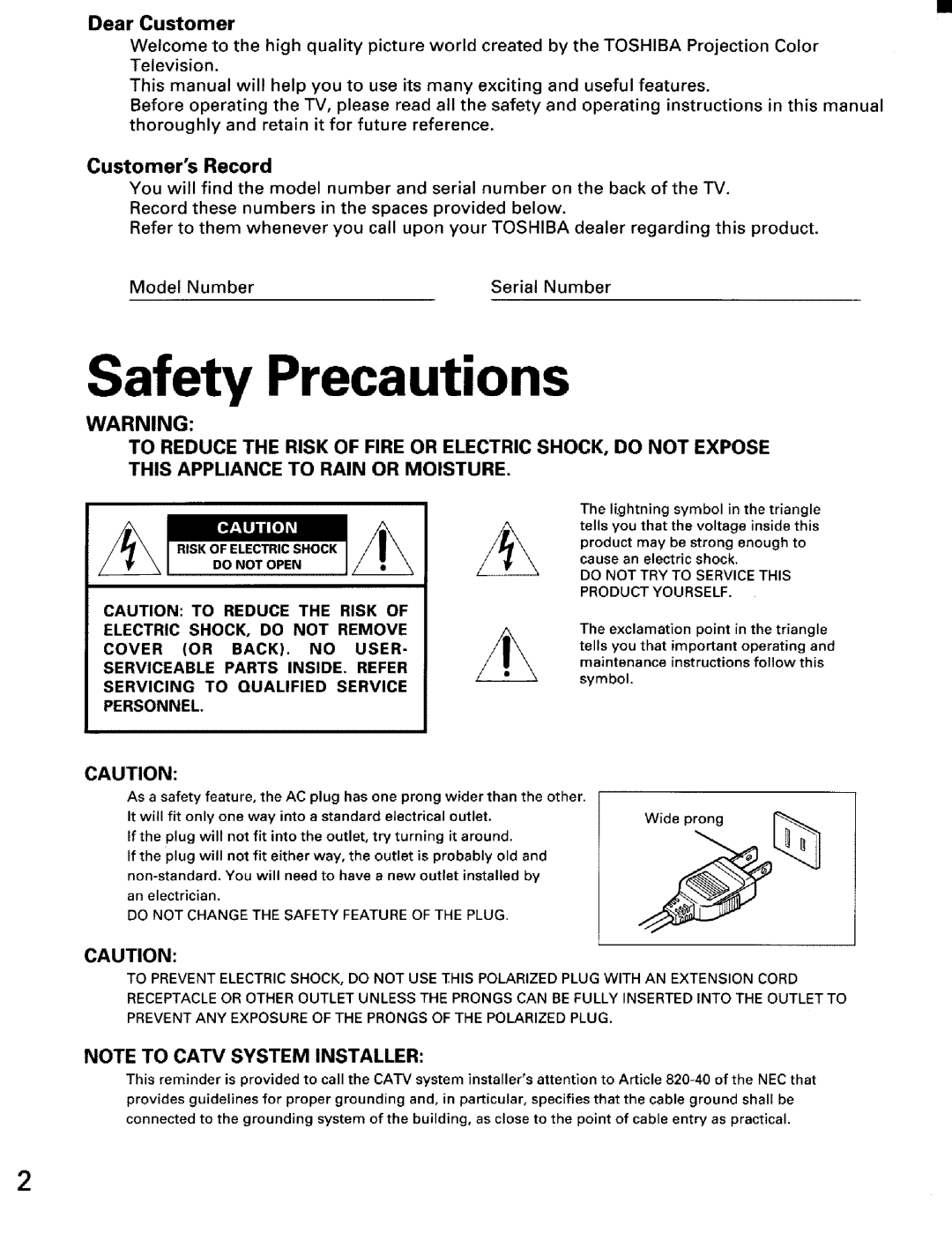 Toshiba TW56D90 owner manual Safety Precautions, Exciting, Picture, Please 