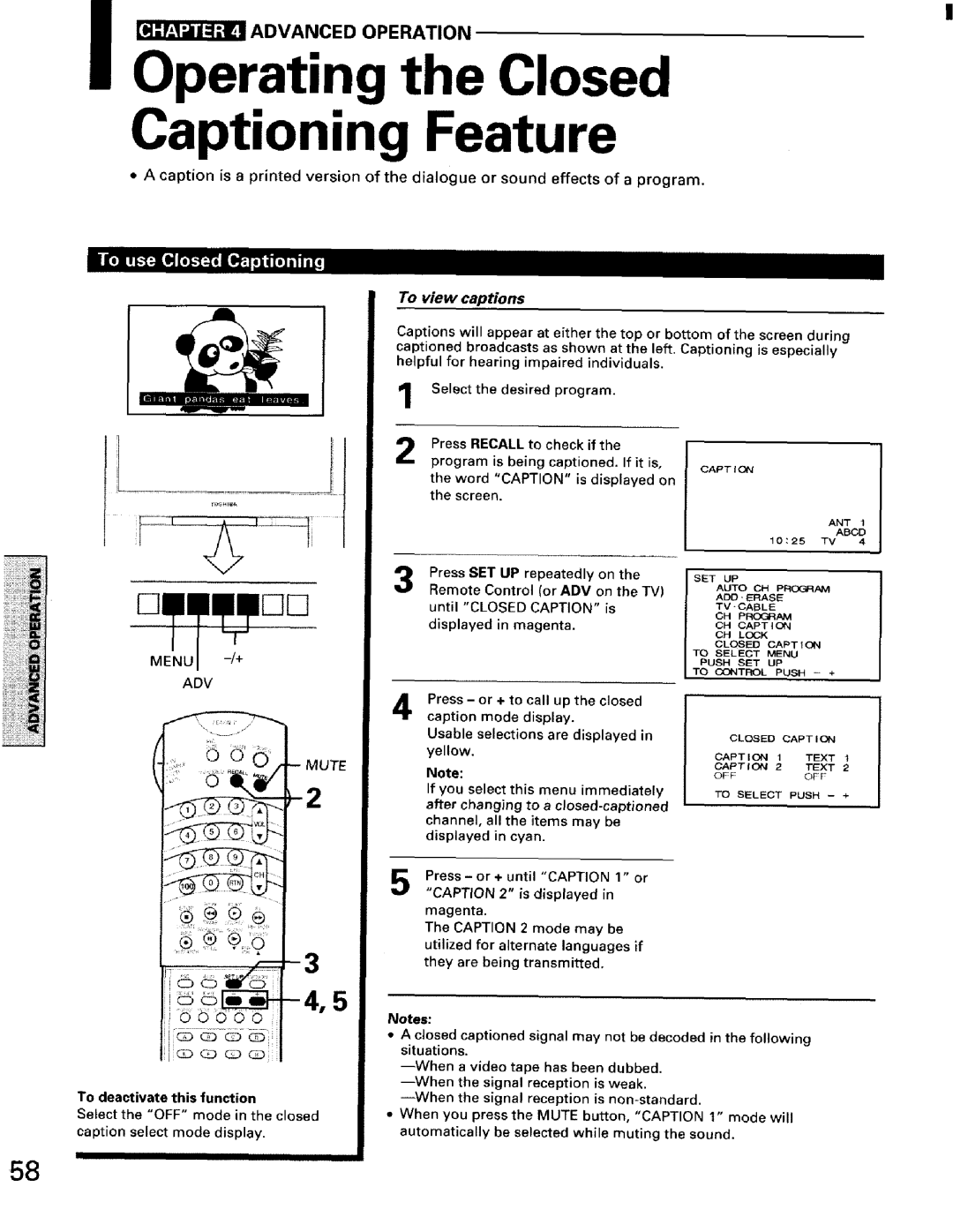 Toshiba TW56D90 owner manual To view captions 