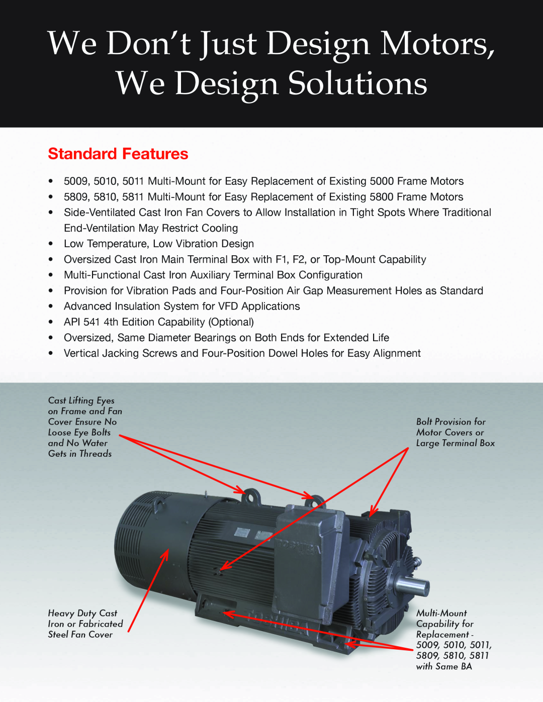 Toshiba TX manual We Don’t Just Design Motors We Design Solutions, Standard Features 