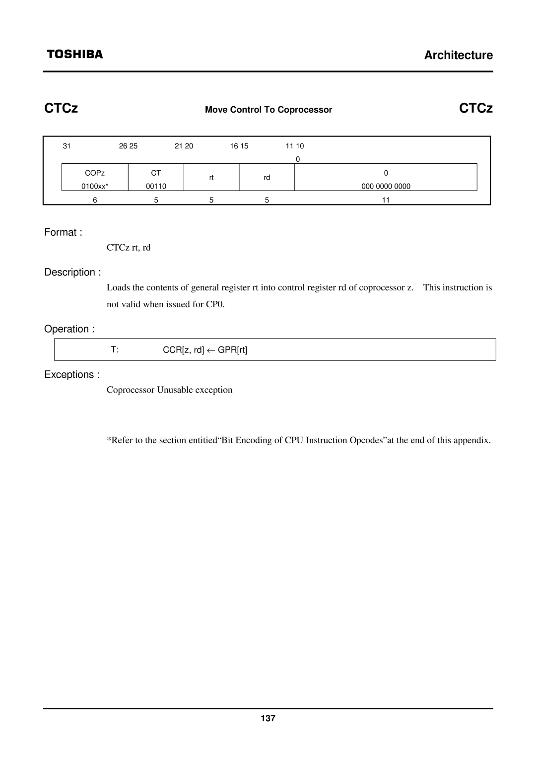 Toshiba TX39 user manual CTCz 