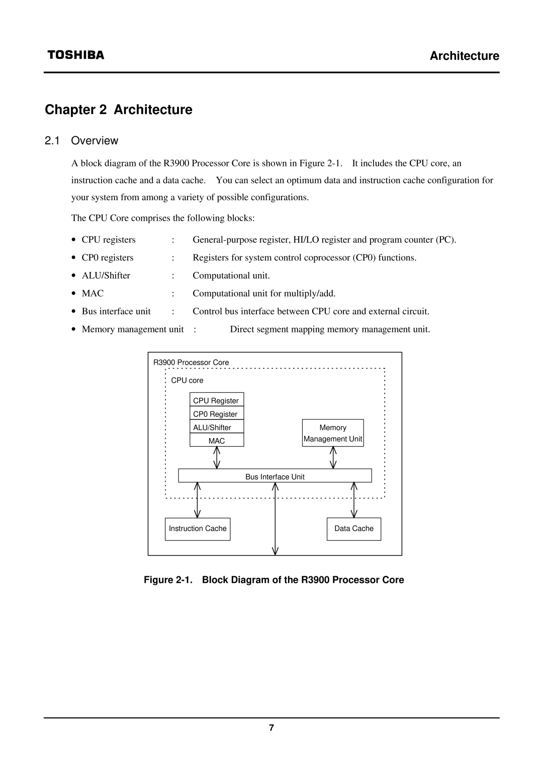 Toshiba TX39 user manual Architecture, Overview 