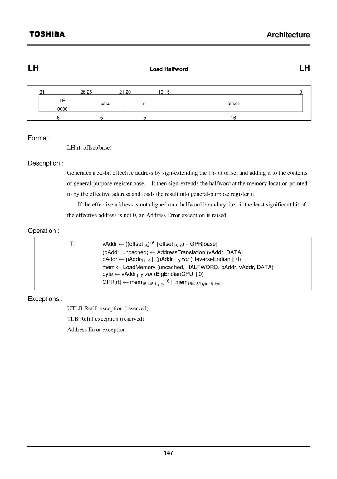 Toshiba TX39 user manual LH rt, offsetbase 