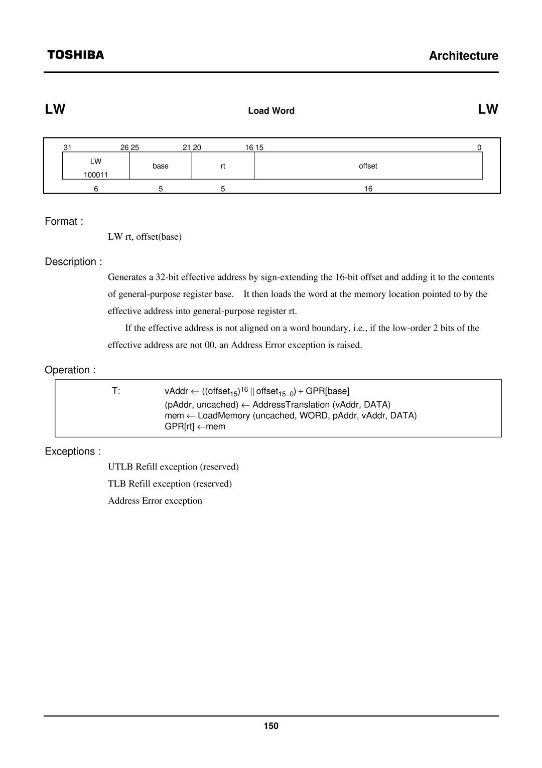 Toshiba TX39 user manual LW rt, offsetbase 