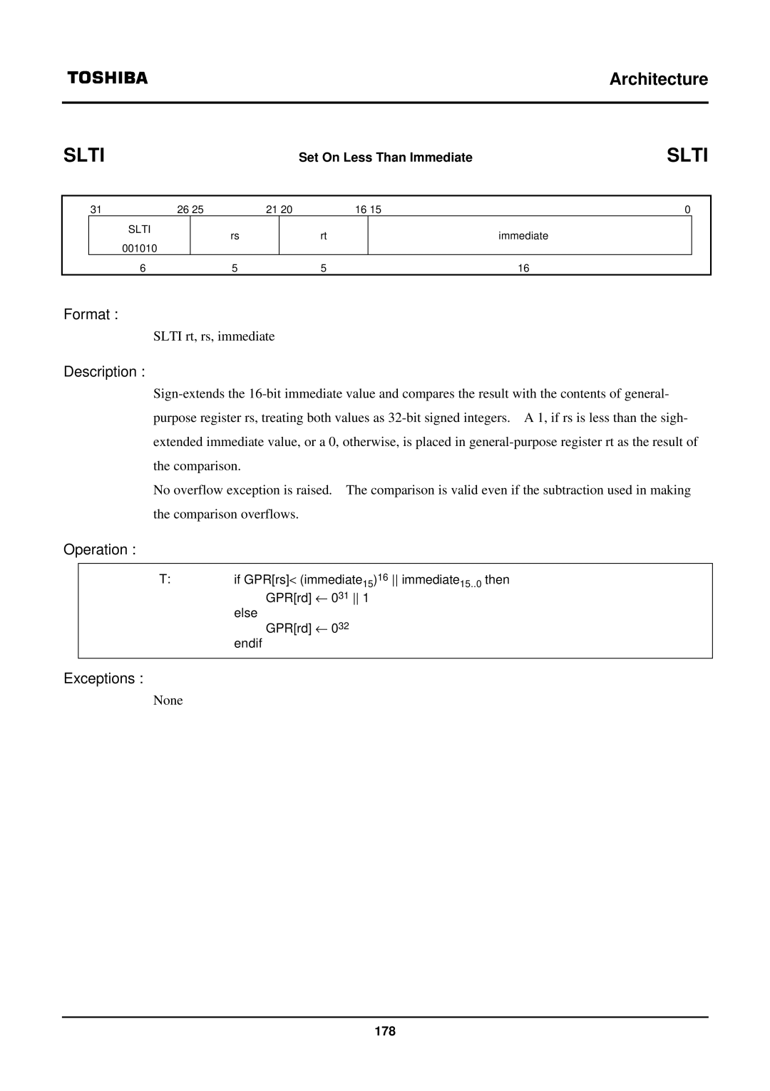 Toshiba TX39 user manual Slti 