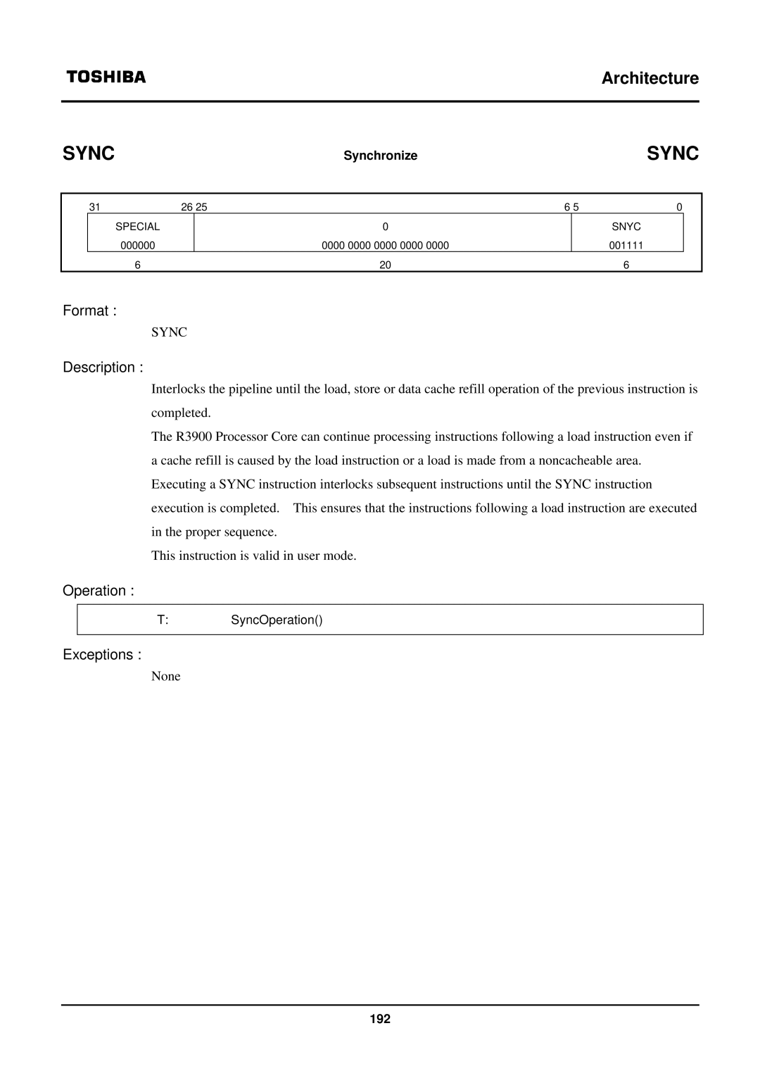 Toshiba TX39 user manual Sync 