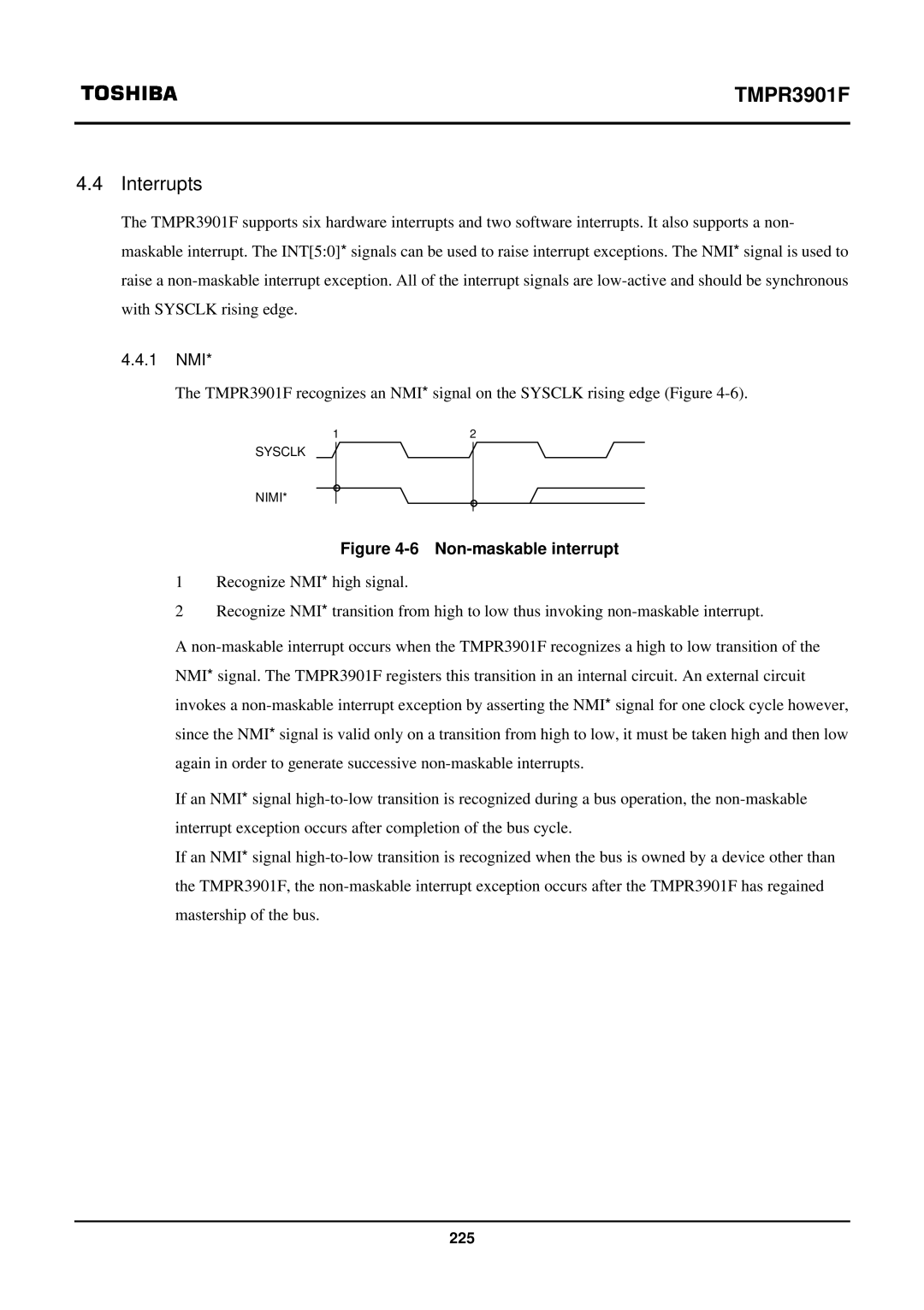 Toshiba TX39 user manual Interrupts, 1 NMI 