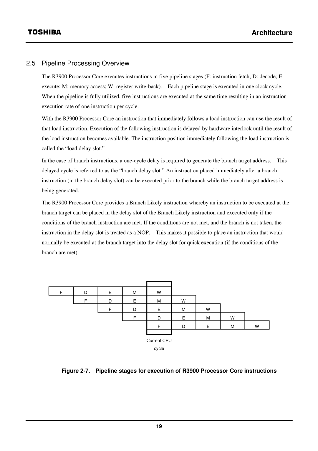 Toshiba TX39 user manual Pipeline Processing Overview 