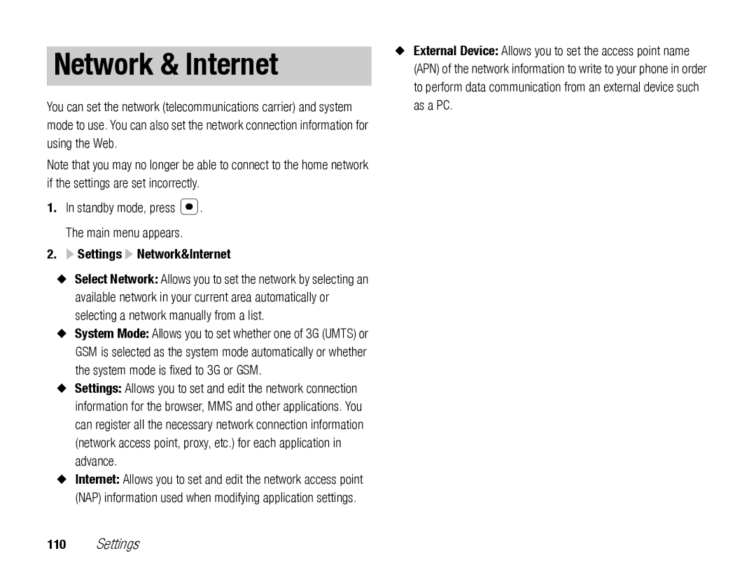 Toshiba TX80 manual Network & Internet, Settings Network&Internet 