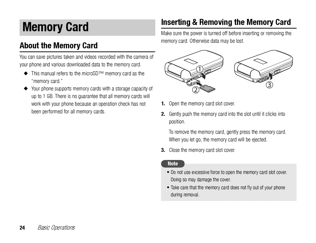 Toshiba TX80 manual About the Memory Card, Close the memory card slot cover 