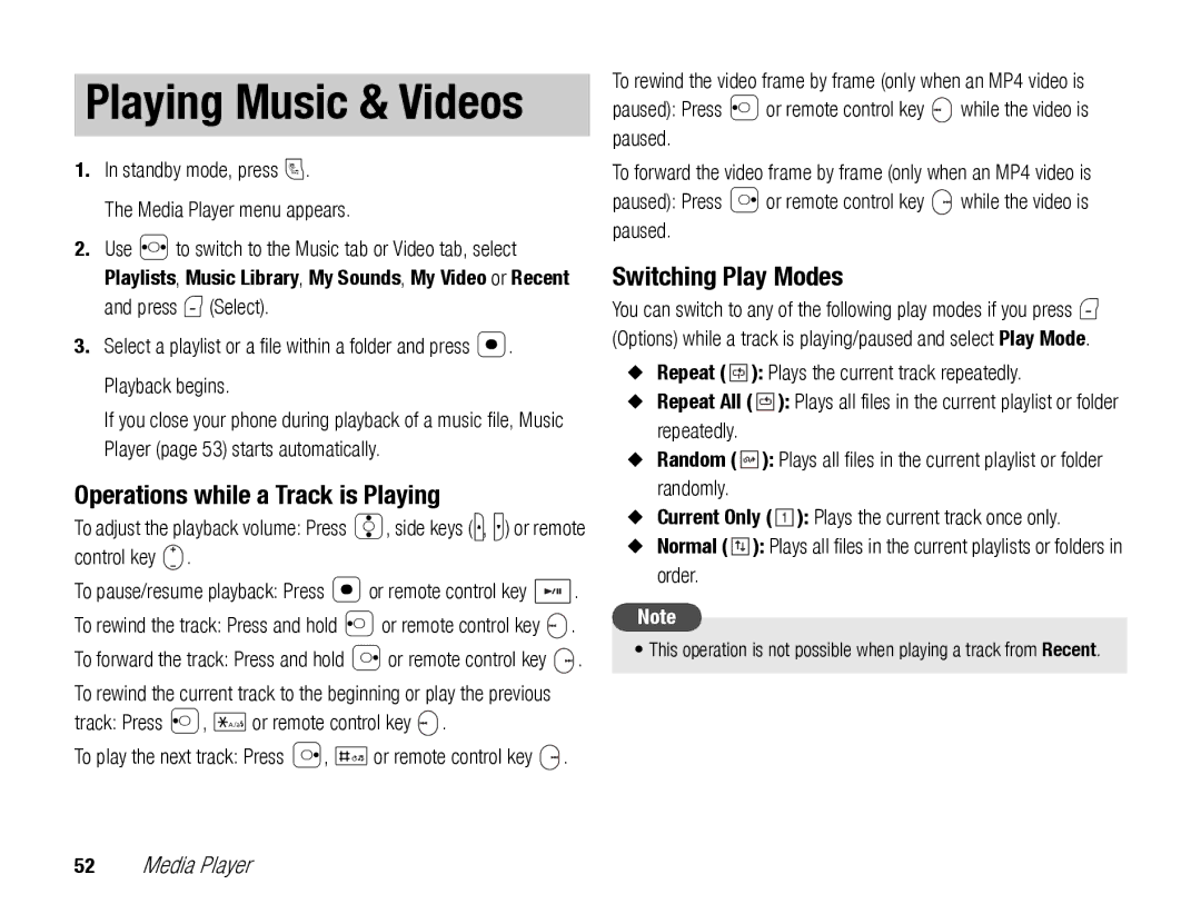 Toshiba TX80 manual Operations while a Track is Playing, Switching Play Modes 