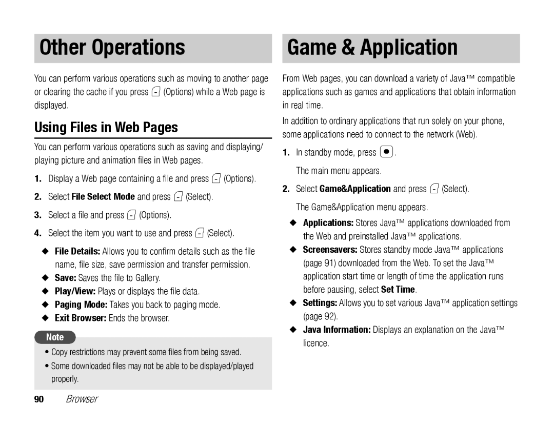 Toshiba TX80 manual Other Operations Game & Application, Using Files in Web Pages 