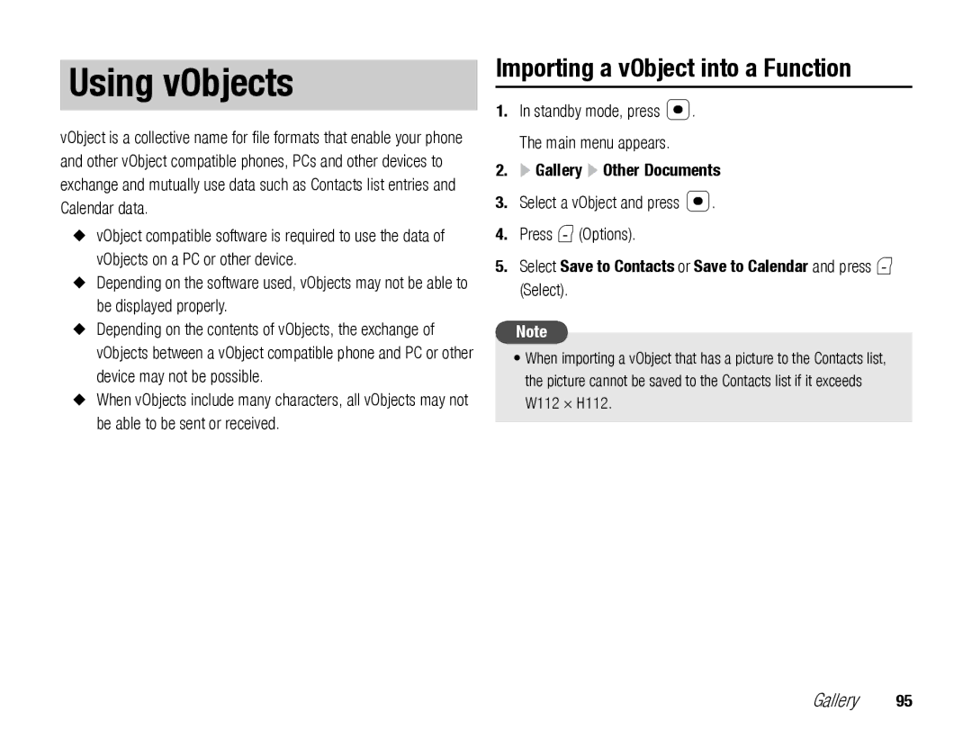 Toshiba TX80 manual Using vObjects, Importing a vObject into a Function, Gallery Other Documents 