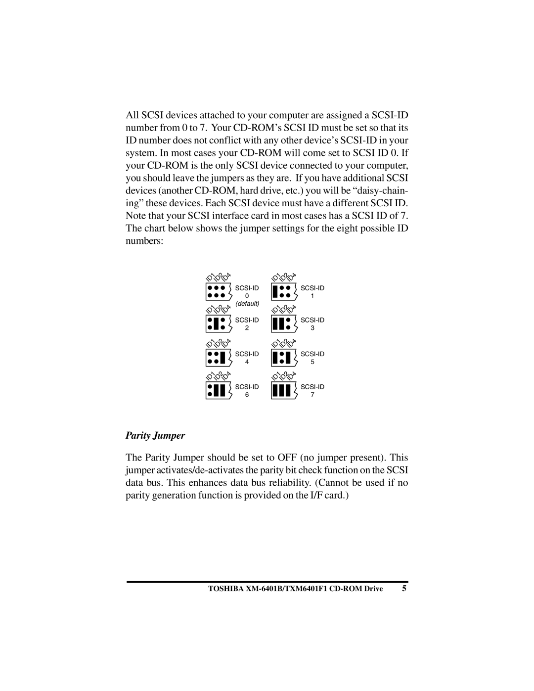 Toshiba (T)XM6401B/F1 instruction manual Parity Jumper 