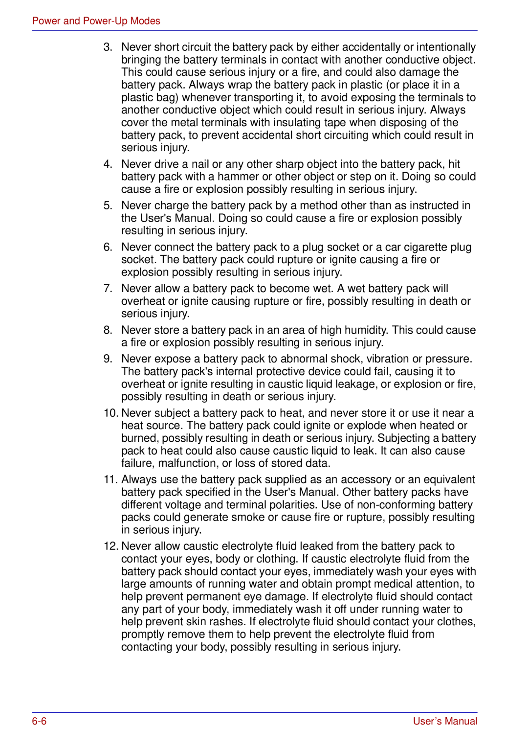 Toshiba U200 user manual Power and Power-Up Modes 