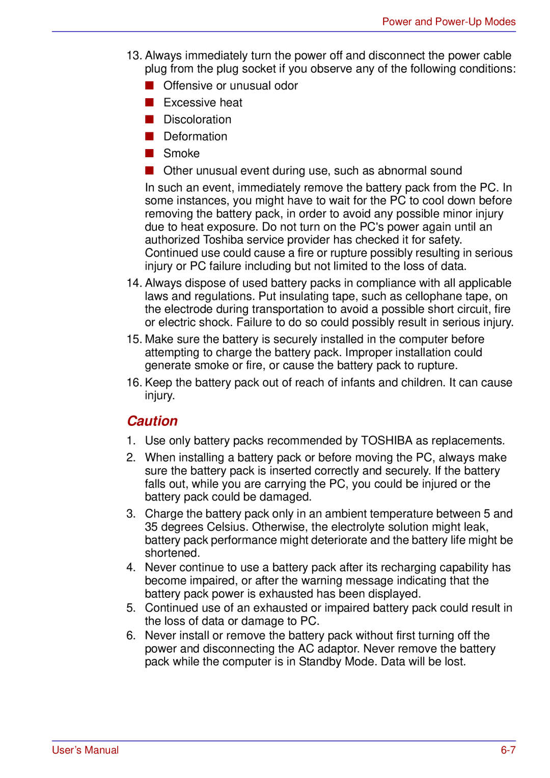 Toshiba U200 user manual Power and Power-Up Modes 