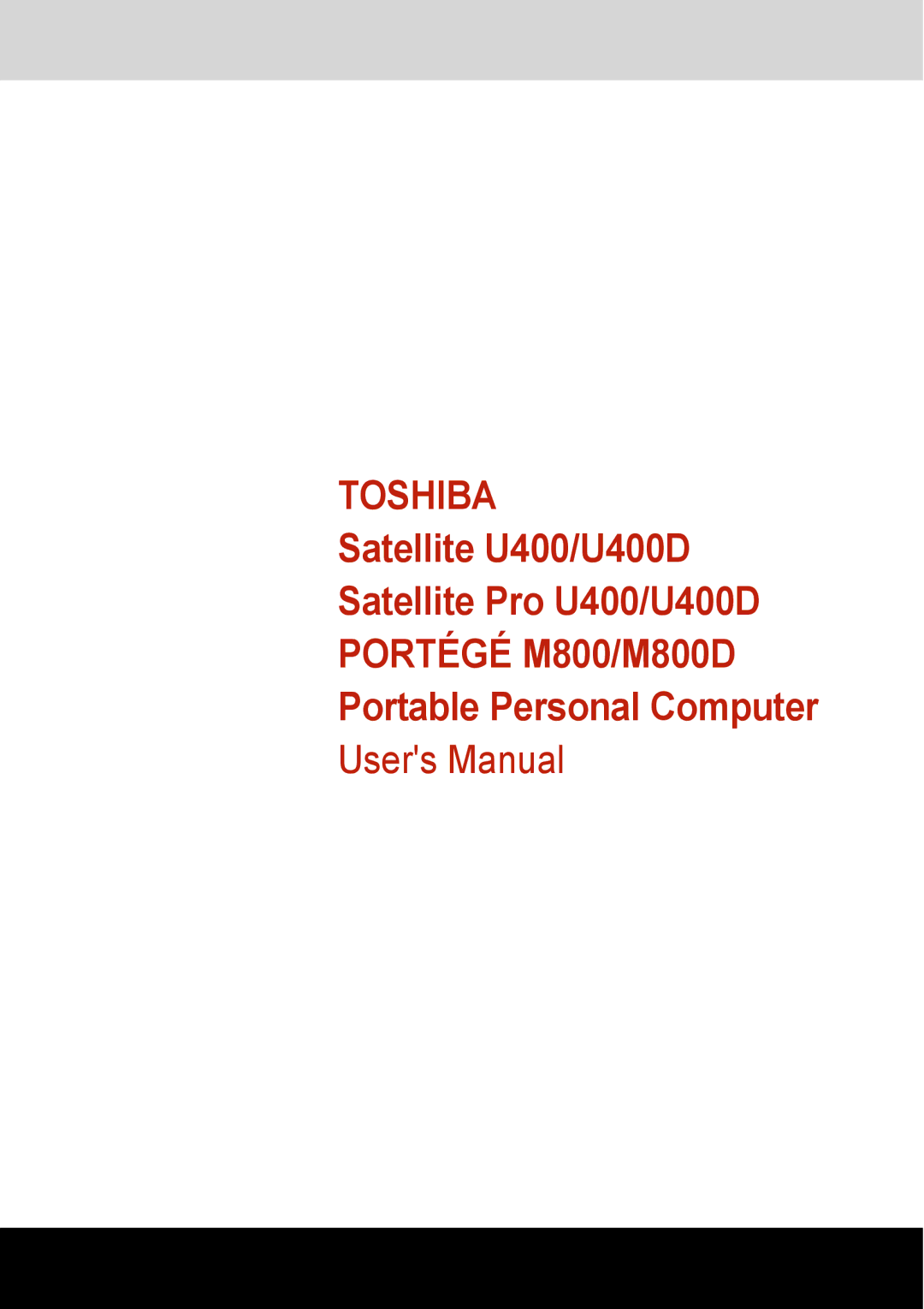 Toshiba U400 user manual Toshiba 