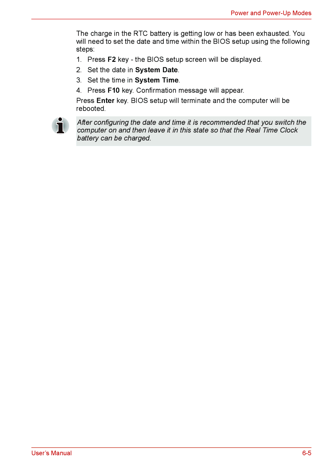 Toshiba U400 user manual Power and Power-Up Modes 