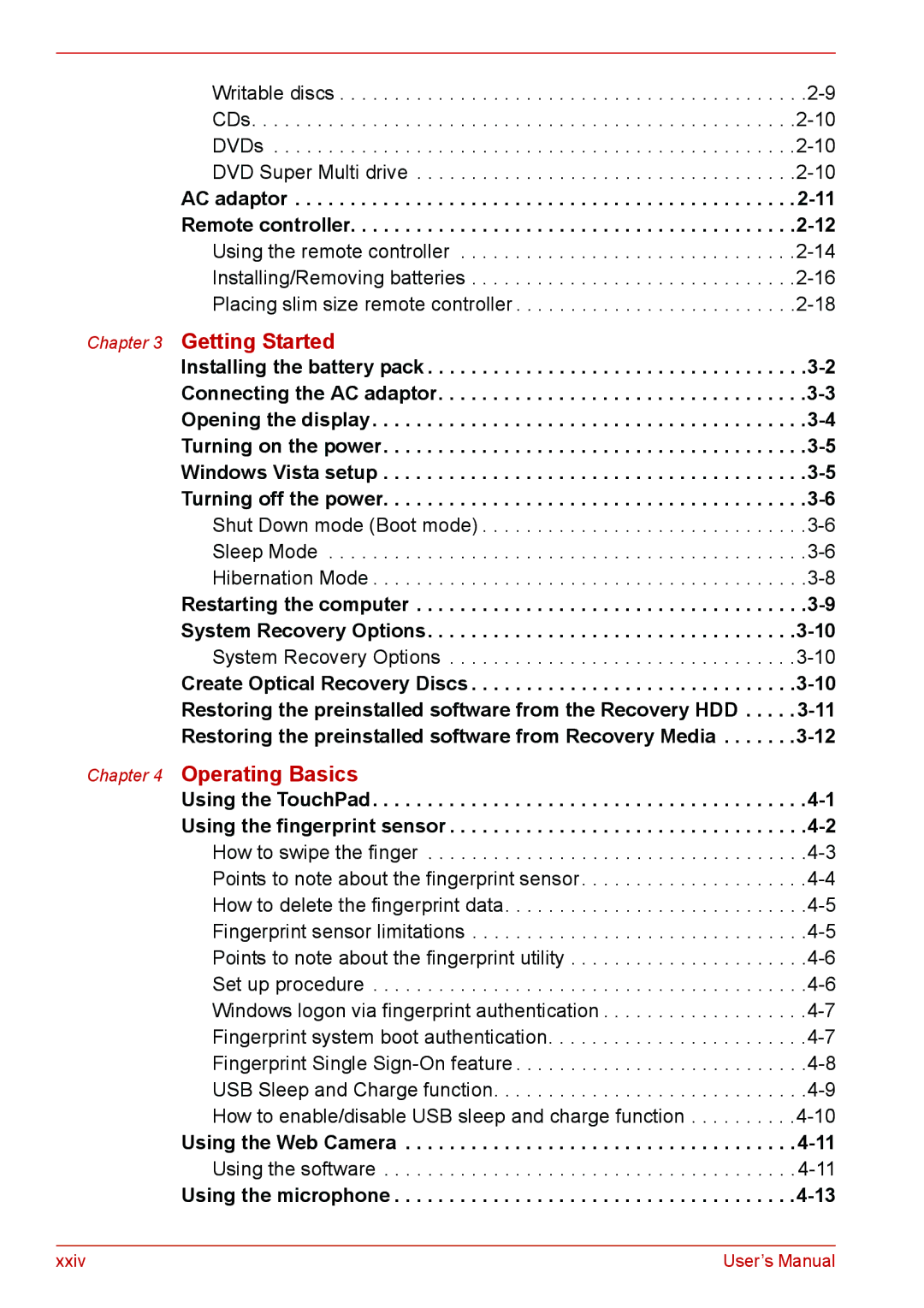 Toshiba U400 user manual Getting Started, Using the microphone 