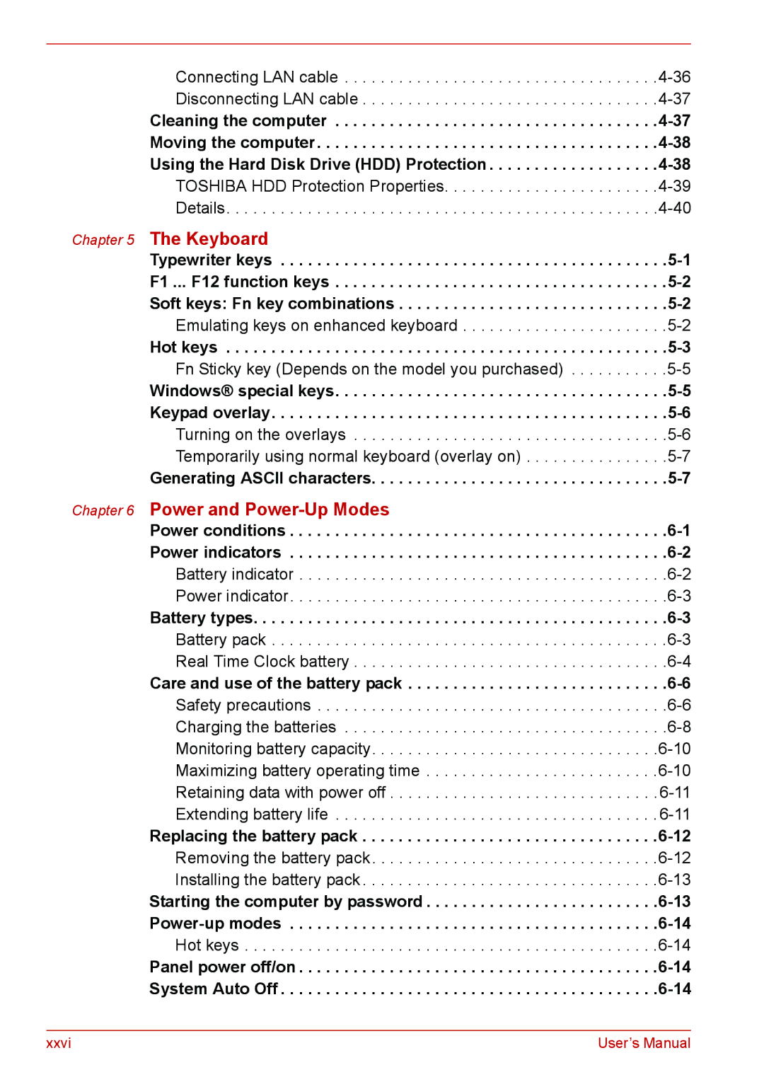 Toshiba U400 user manual Keyboard 