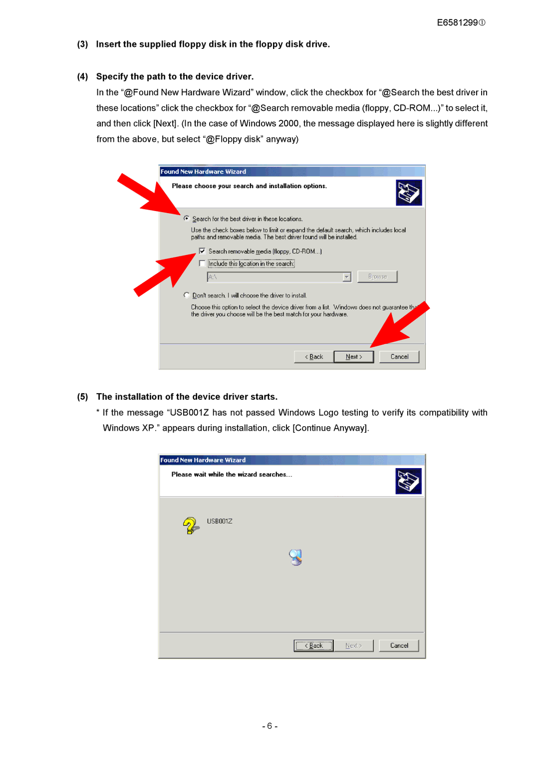 Toshiba USB001Z instruction manual Installation of the device driver starts 