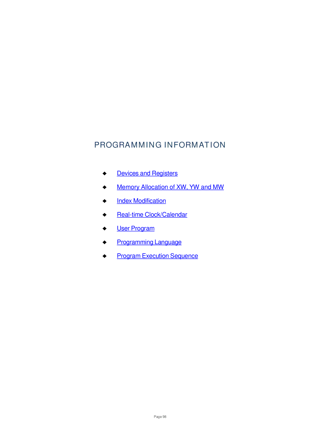 Toshiba V200 user manual Programming Information 