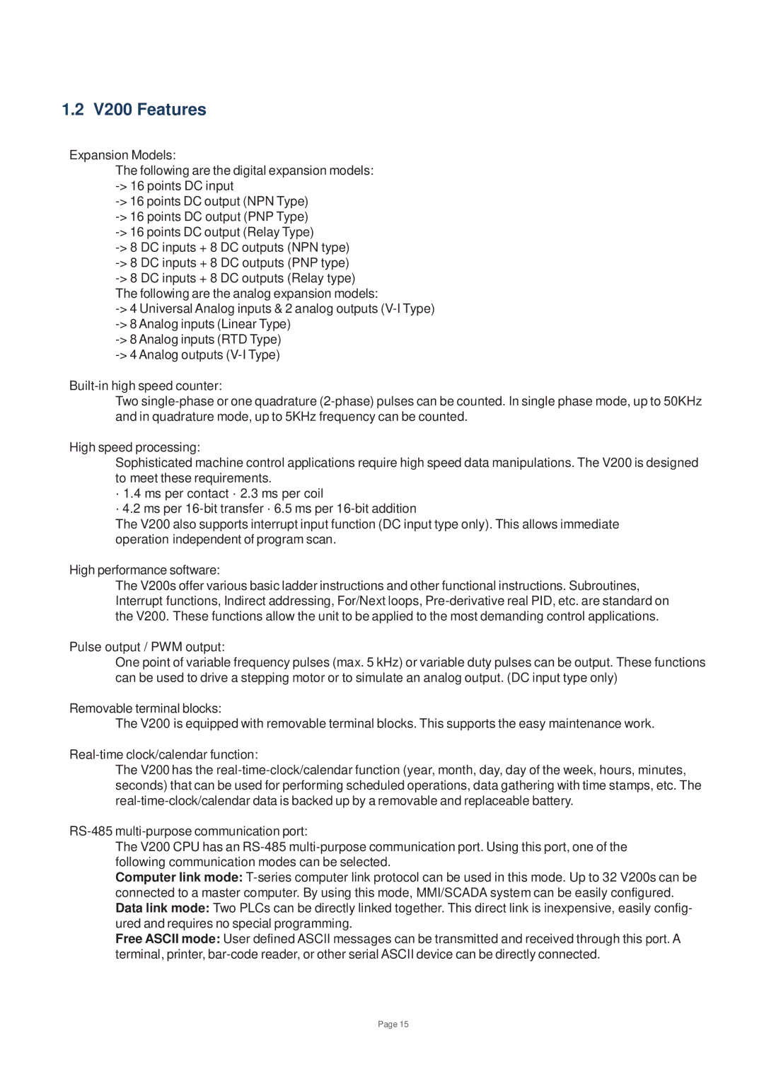 Toshiba user manual V200 Features 