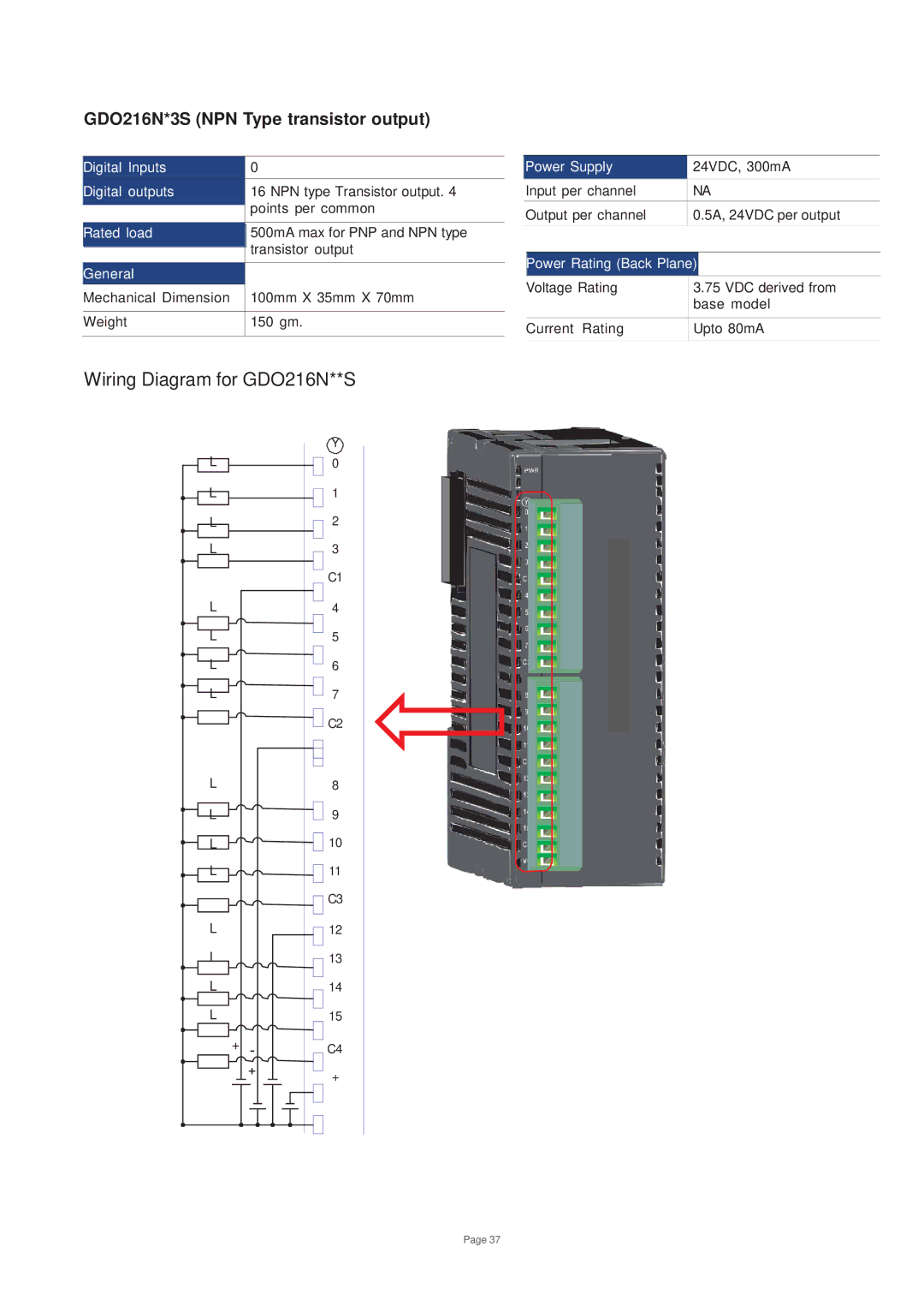 Toshiba V200 user manual Wiring Diagram for GDO216N**S, GDO216N*3S NPN Type transistor output 