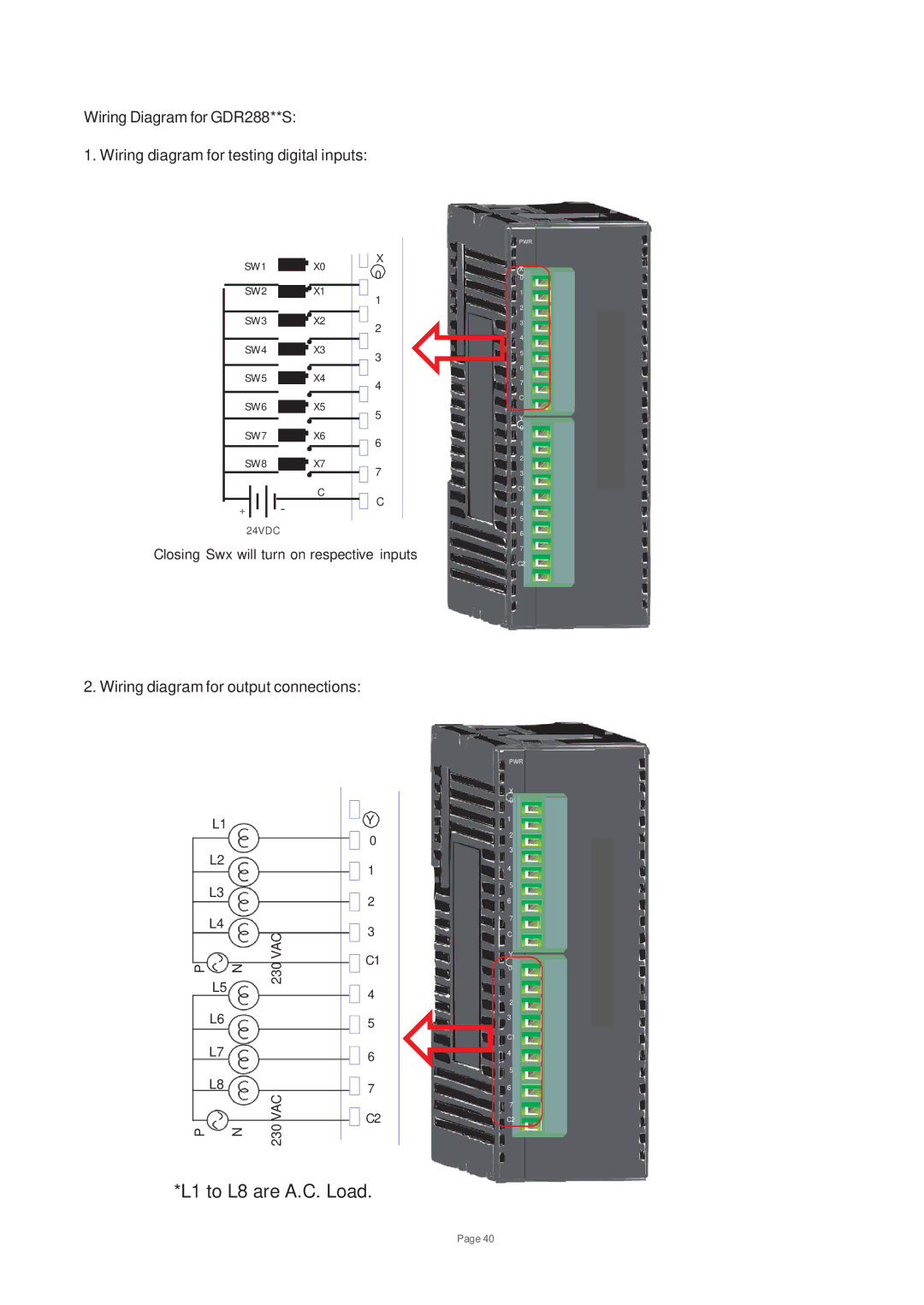 Toshiba V200 user manual L1 to L8 are A.C. Load 