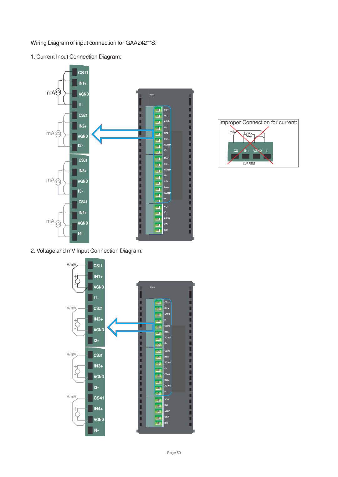 Toshiba V200 user manual Improper Connection for current 