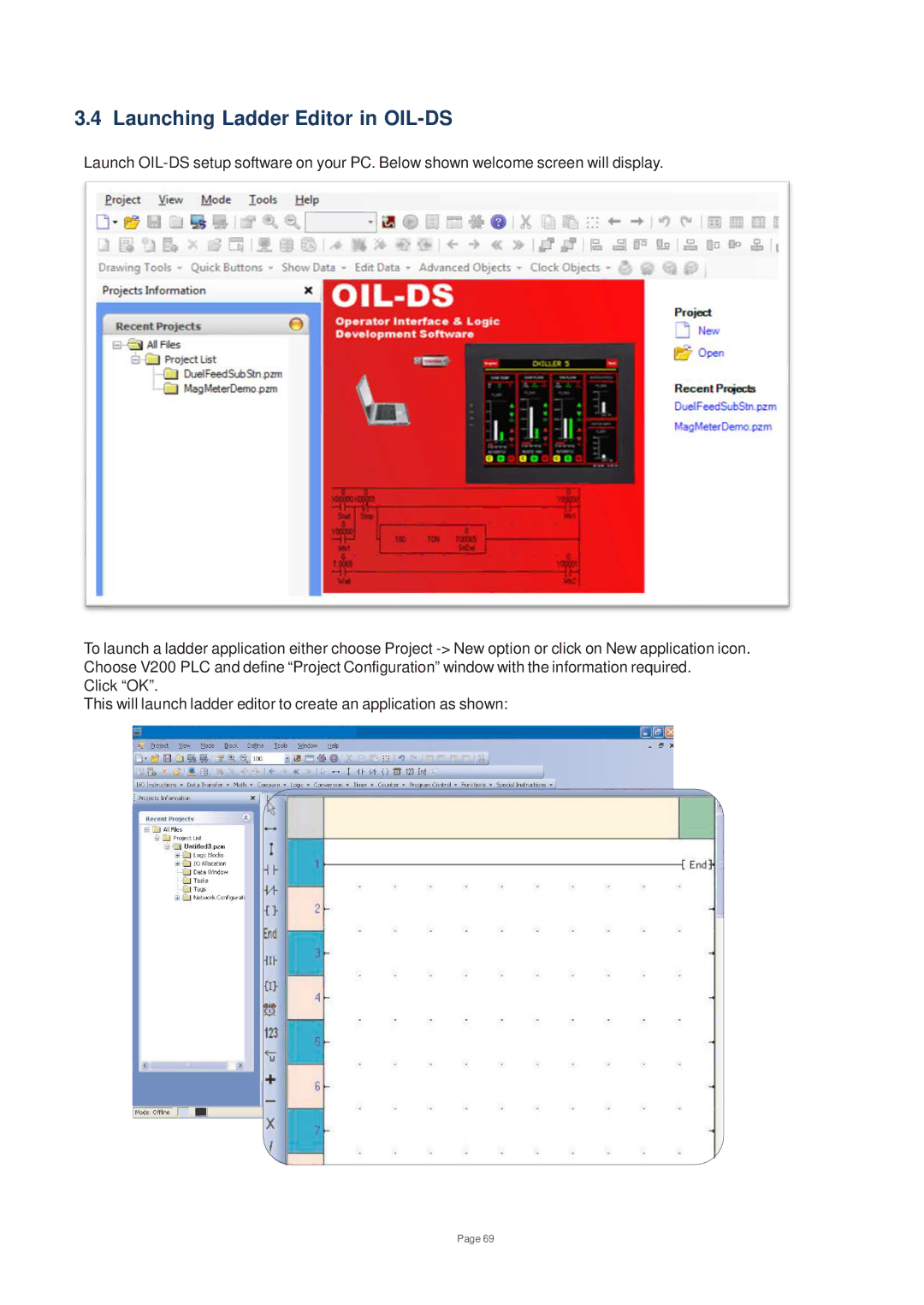 Toshiba V200 user manual Launching Ladder Editor in OIL-DS 