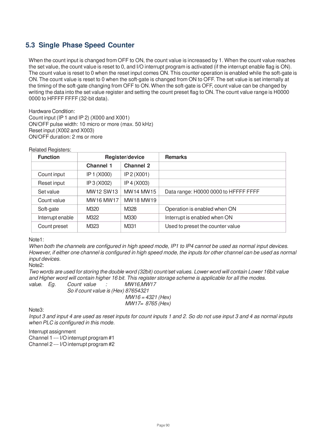 Toshiba V200 user manual Single Phase Speed Counter, Function Register/device Remarks Channel 