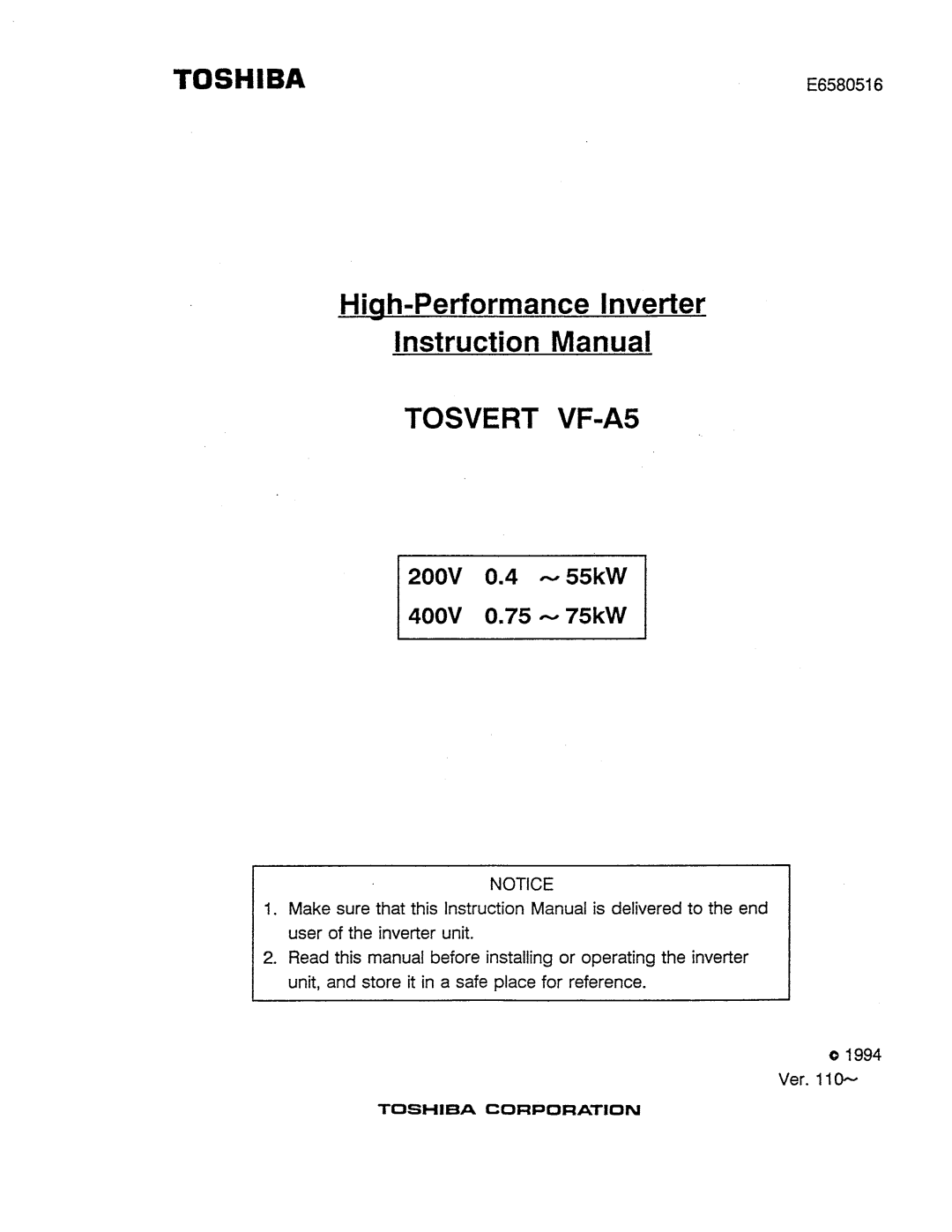 Toshiba VF-A5 manual 