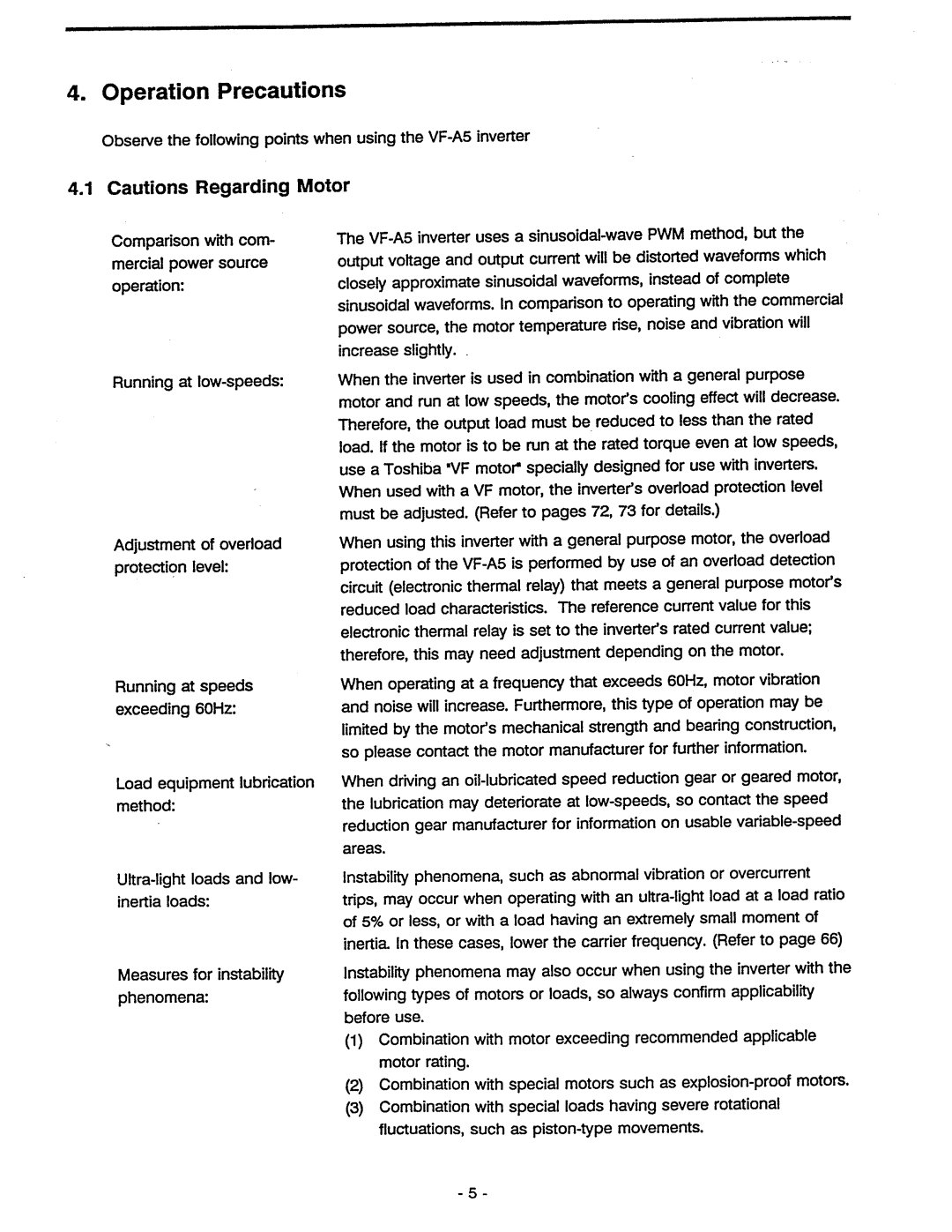 Toshiba VF-A5 manual