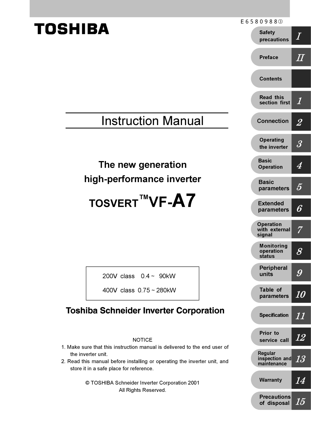 Toshiba VF-A7 instruction manual Connection, Basic Parameters Extended, Peripheral Units 