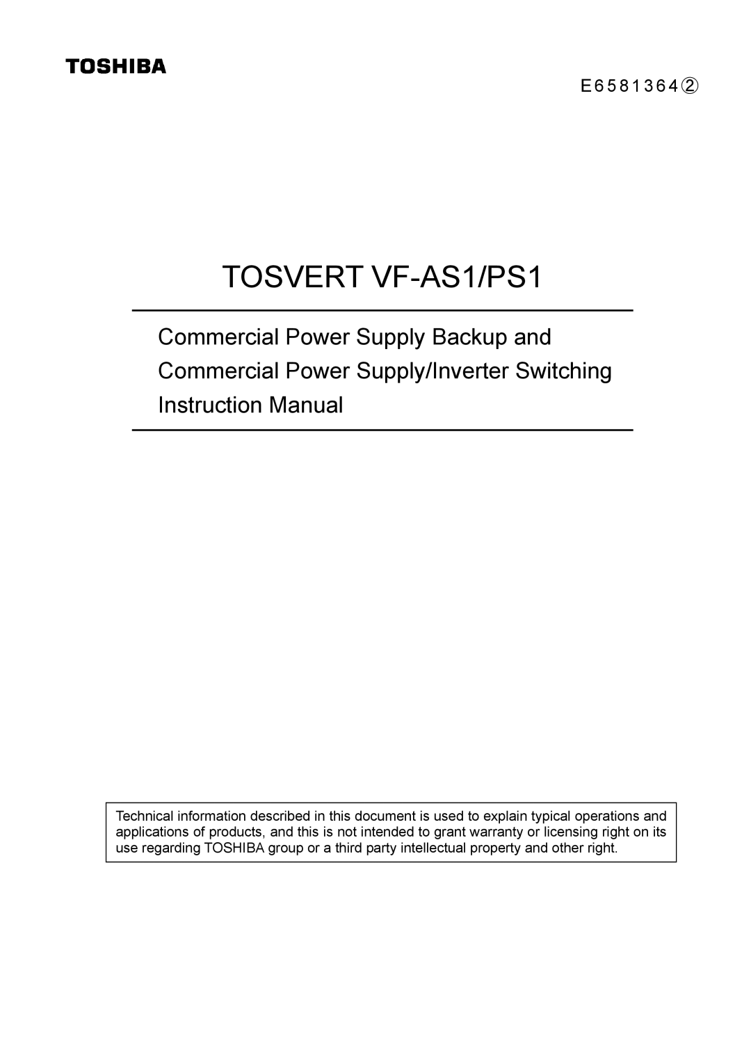 Toshiba VF-PS1 instruction manual Tosvert VF-AS1/PS1 