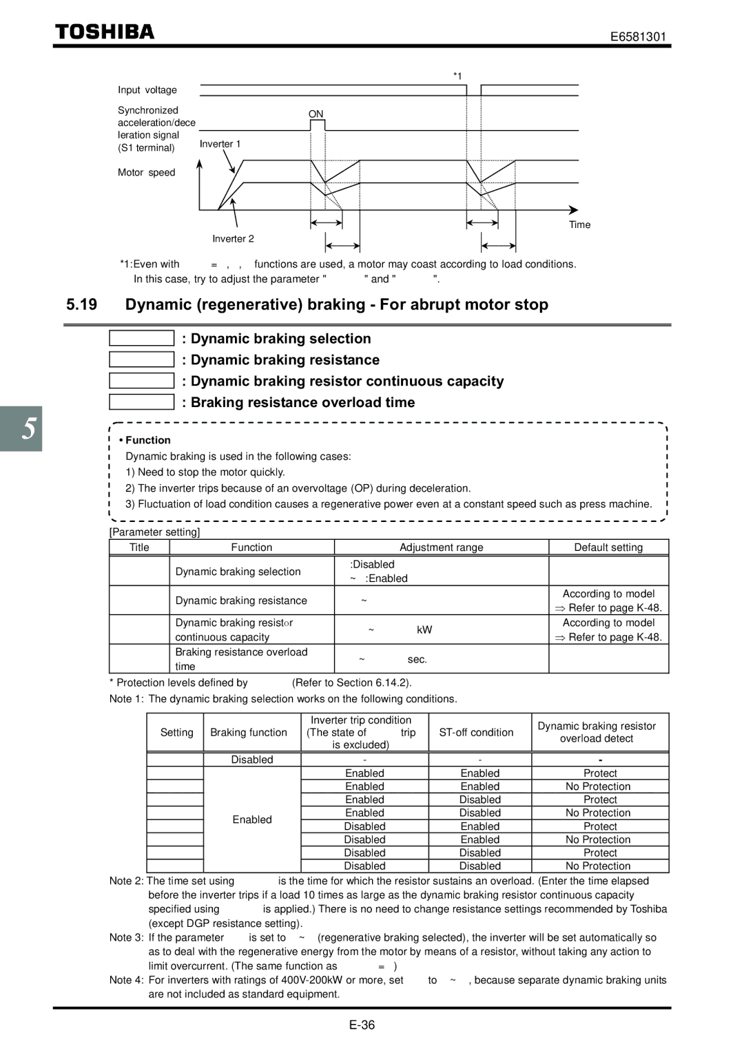 Toshiba VF-AS1 instruction manual Dynamic regenerative braking For abrupt motor stop, Function 