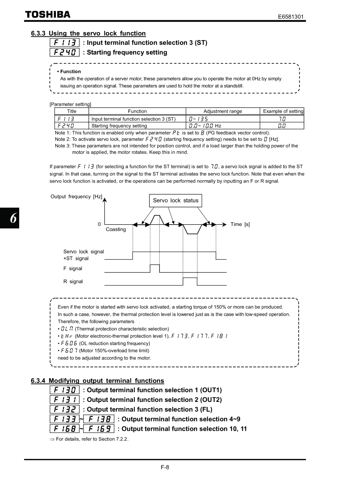 Toshiba VF-AS1 instruction manual Servo lock status 