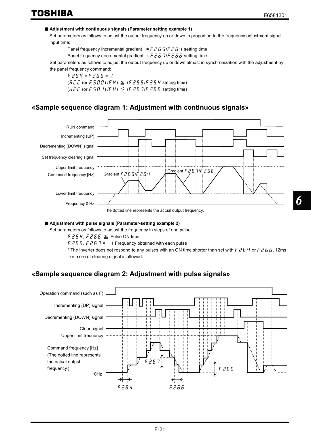 Toshiba VF-AS1 instruction manual «Sample sequence diagram 2 Adjustment with pulse signals» 