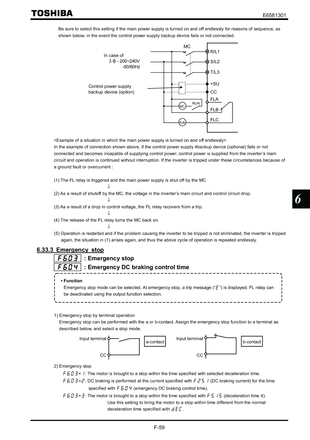 Toshiba VF-AS1 instruction manual Emergency stop Emergency DC braking control time, +Su 