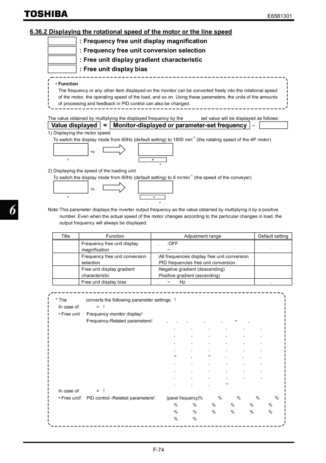 Toshiba VF-AS1 instruction manual Value displayed, Monitor-displayed or parameter-set frequency 