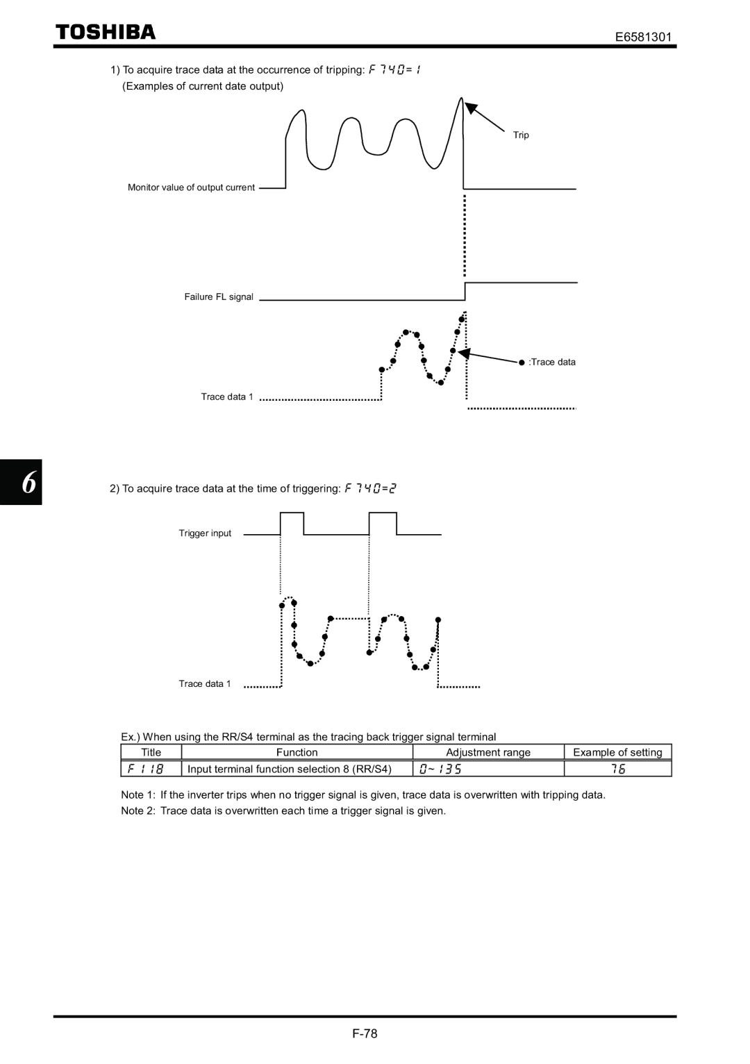 Toshiba VF-AS1 instruction manual To acquire trace data at the time of triggering = 