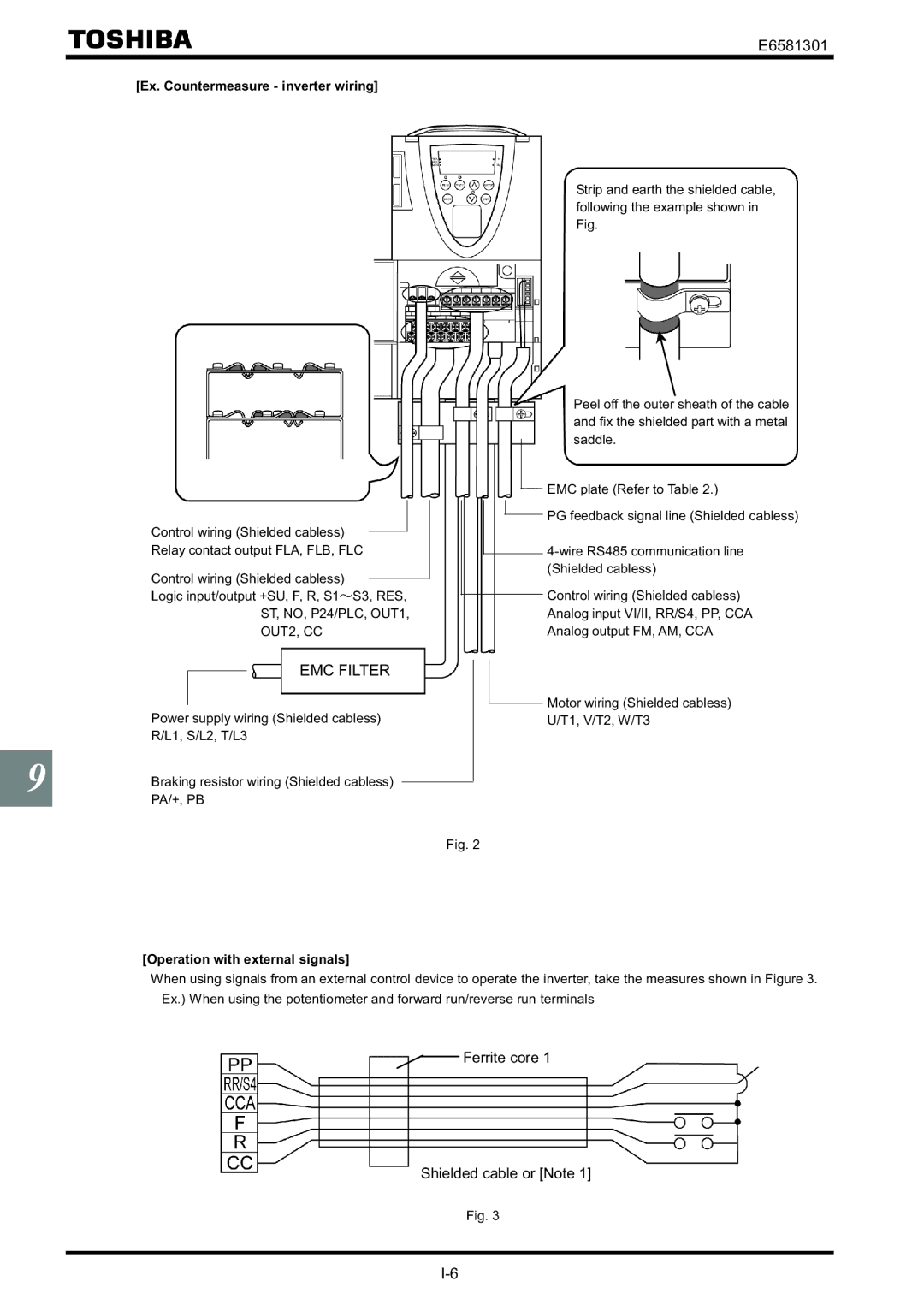 Toshiba VF-AS1 instruction manual OUT2, CC, Power supply wiring Shielded cabless, Operation with external signals 