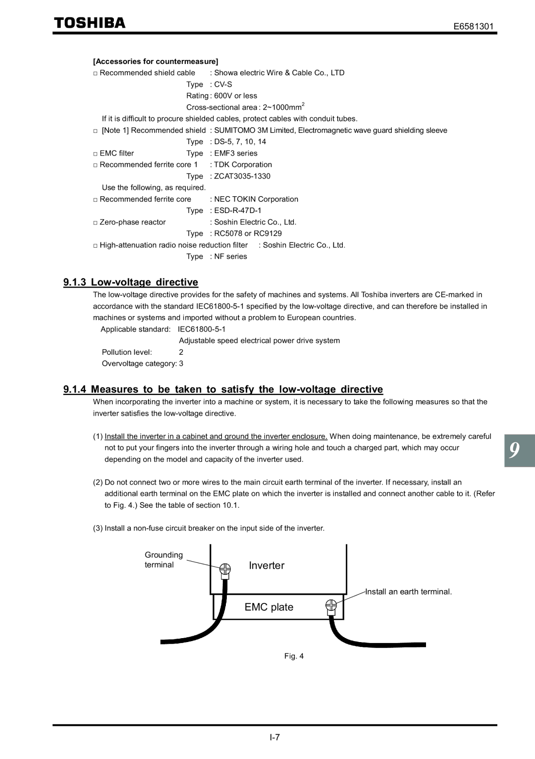 Toshiba VF-AS1 instruction manual Low-voltage directive, Measures to be taken to satisfy the low-voltage directive 