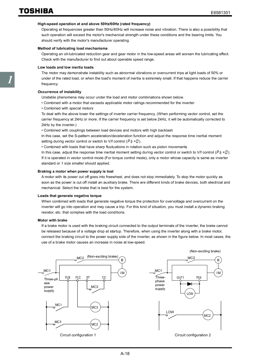 Toshiba VF-AS1 High-speed operation at and above 50Hz/60Hz rated frequency, Method of lubricating load mechanisms 